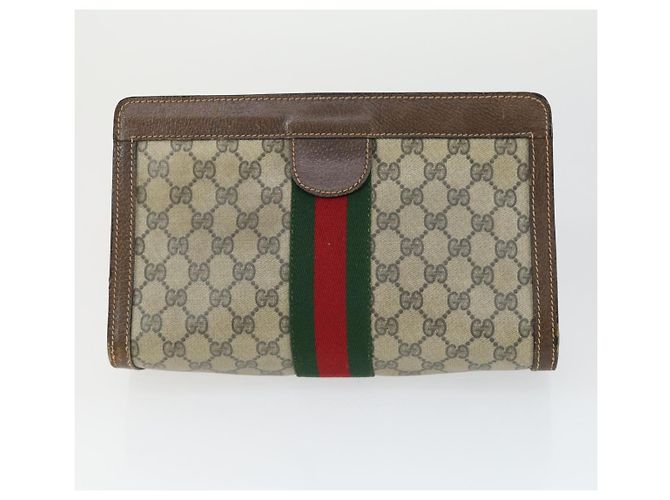 Borsa a spalla Gucci GG Supreme Web Sherry Line PVC 5 Set Beige Rosso Auth BA10584 - Ansicht 13