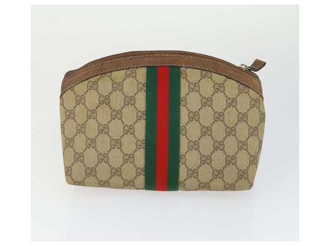 Borsa a spalla Gucci GG Supreme Web Sherry Line PVC 5 Set Beige Rosso Auth BA10584 - Ansicht 8