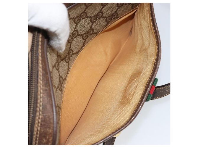 Bolsa Sherry Line GG Supreme Web da GUCCI em PVC bege e dourado 116 02 089 Auth 172071 - vista 11