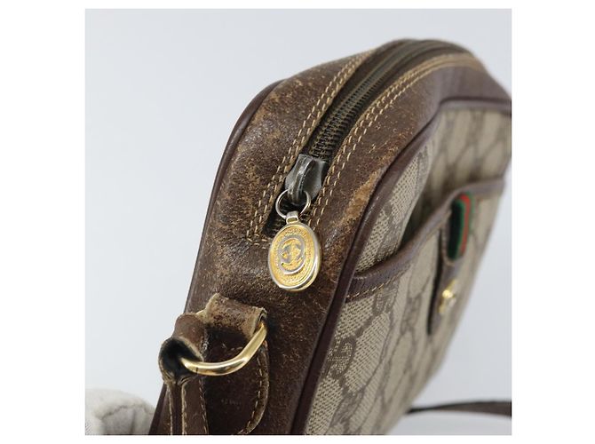 Bolsa Sherry Line GG Supreme Web da GUCCI em PVC bege e dourado 116 02 089 Auth 172071 - vista 9