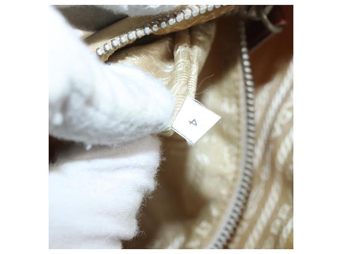 PRADA Pochette in Nylon Pelle Beige Argento Auth 171021 - vista 11