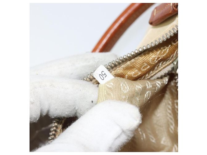 PRADA Pochette in Nylon Pelle Beige Argento Auth 171021 - vista 12