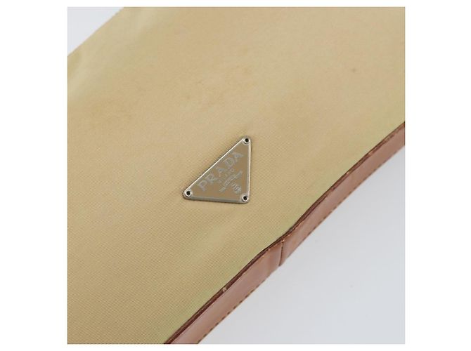 PRADA Pochette in Nylon Pelle Beige Argento Auth 171021 - vista 18