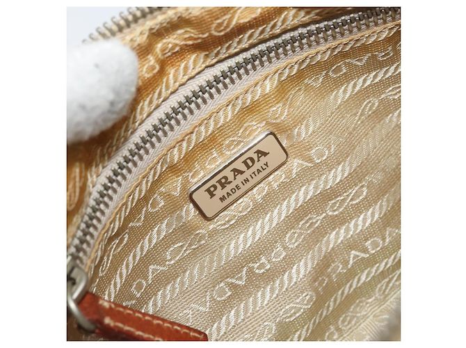 PRADA Pochette in Nylon Pelle Beige Argento Auth 171021 - vista 19