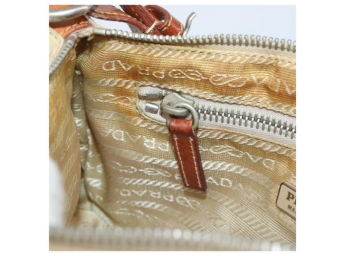 PRADA Pochette in Nylon Pelle Beige Argento Auth 171021 - vista 22