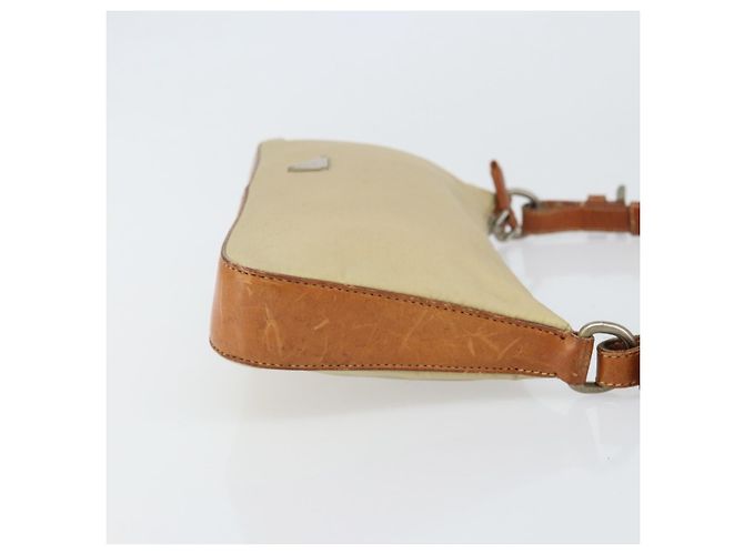 PRADA Pochette in Nylon Pelle Beige Argento Auth 171021 - vista 3