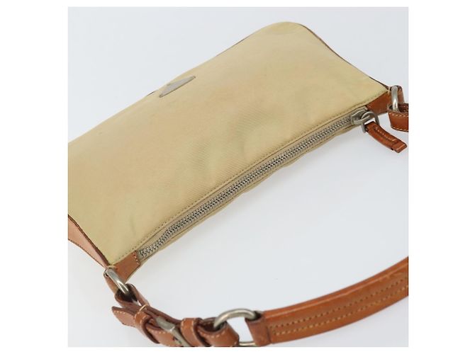 PRADA Pochette in Nylon Pelle Beige Argento Auth 171021 - vista 6