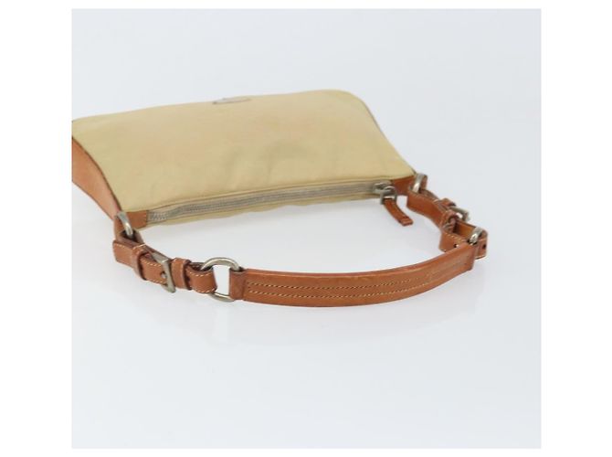 PRADA Pochette in Nylon Pelle Beige Argento Auth 171021 - vista 7