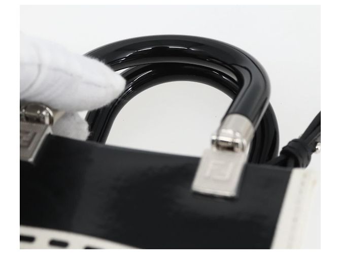 FENDI Sunshine Piccola Borsa Shopper Mini in Tela Verniciata 2in1 Nera Auth 149922SAM - vista 14
