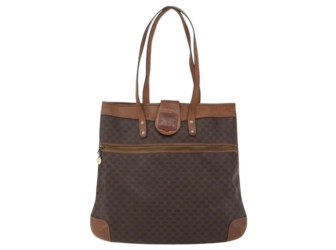 Céline Borsa tote in tela Macadam CELINE in pelle PVC marrone oro Auth bs33207 D'oro - vista 13