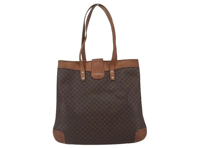 Céline Borsa tote in tela Macadam CELINE in pelle PVC marrone oro Auth bs33207 D'oro - vista 2