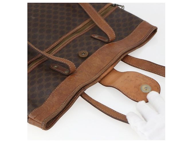 Céline Borsa tote in tela Macadam CELINE in pelle PVC marrone oro Auth bs33207 D'oro - vista 6