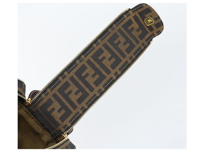Borsa a Spalla in Tela Zucca FENDI Nera Marrone Auth 171985 Nero - vista 10
