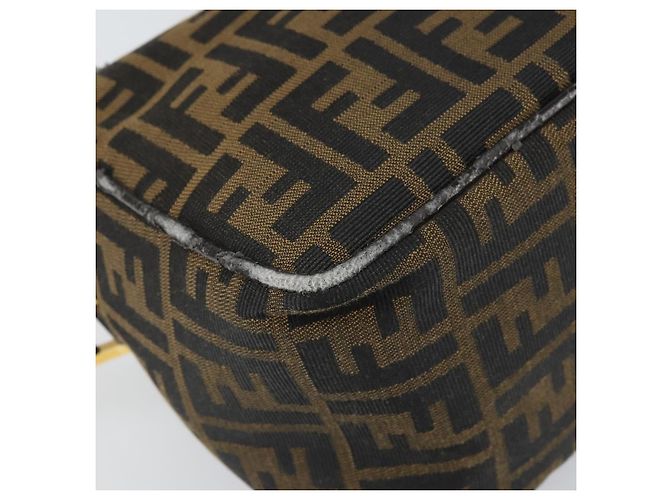 Borsa a Spalla in Tela Zucca FENDI Nera Marrone Auth 171985 Nero - vista 15