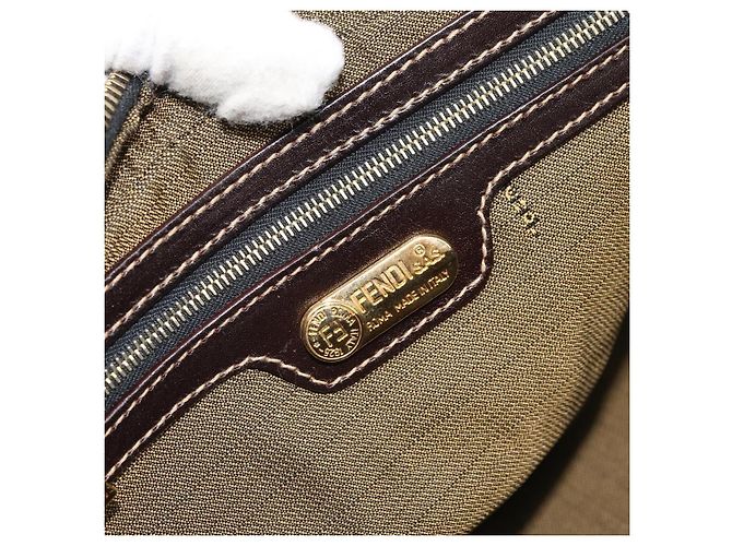 Borsa a Spalla in Tela Zucca FENDI Nera Marrone Auth 171985 Nero - vista 19