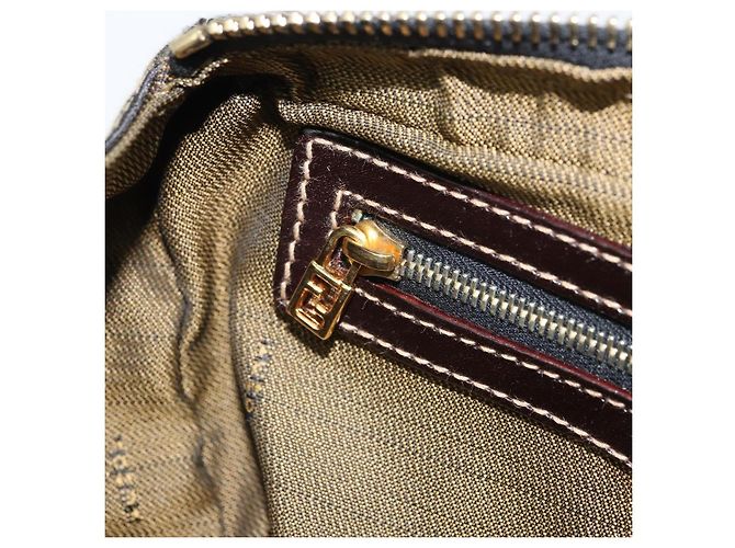Borsa a Spalla in Tela Zucca FENDI Nera Marrone Auth 171985 Nero - vista 22