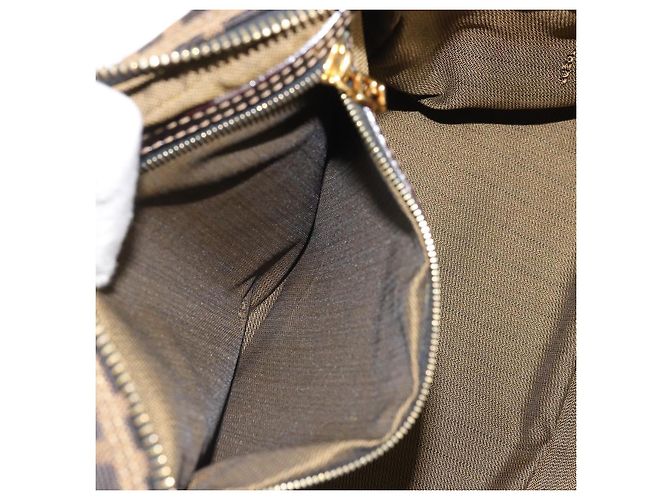 Borsa a Spalla in Tela Zucca FENDI Nera Marrone Auth 171985 Nero - vista 23