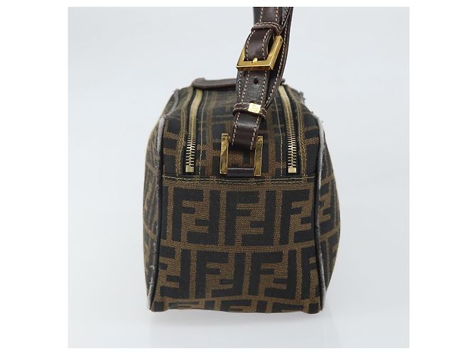Borsa a Spalla in Tela Zucca FENDI Nera Marrone Auth 171985 Nero - vista 3