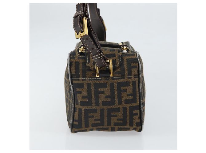 Borsa a Spalla in Tela Zucca FENDI Nera Marrone Auth 171985 Nero - vista 4