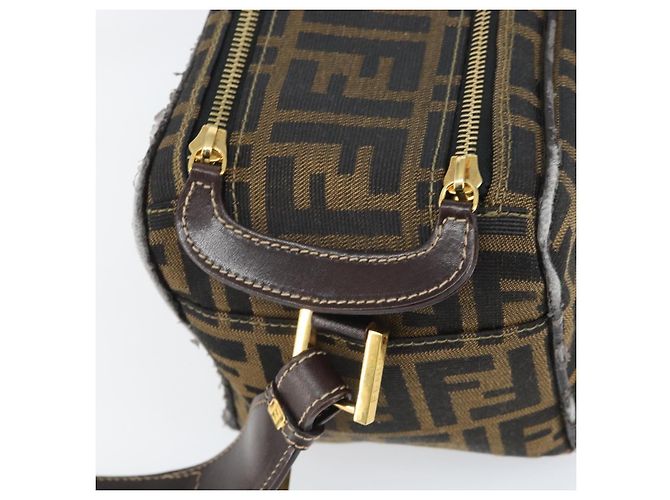 Borsa a Spalla in Tela Zucca FENDI Nera Marrone Auth 171985 Nero - vista 9