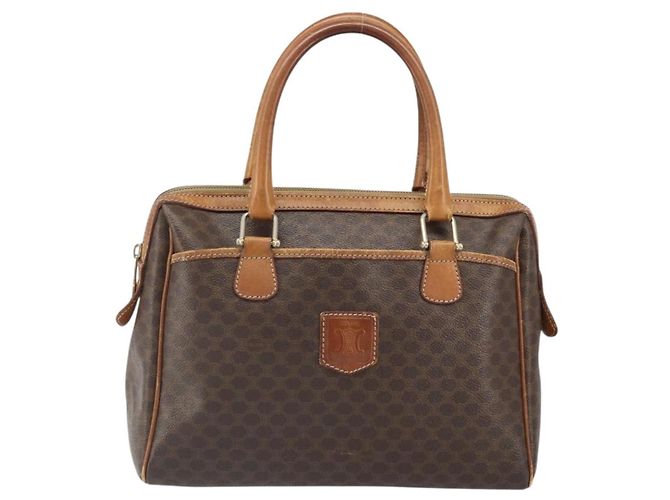Céline Borsa Boston in tela Macadam CELINE in pelle PVC marrone oro Auth ti3656 D'oro - vista 13