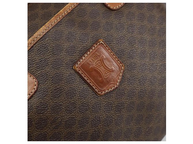 Céline Borsa Boston in tela Macadam CELINE in pelle PVC marrone oro Auth ti3656 D'oro - vista 17