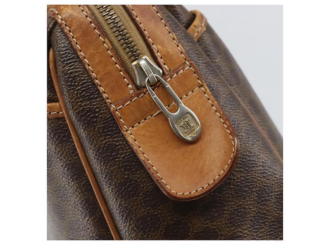Céline Borsa Boston in tela Macadam CELINE in pelle PVC marrone oro Auth ti3656 D'oro - vista 18