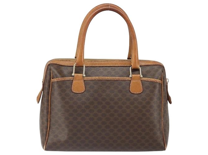 Céline Borsa Boston in tela Macadam CELINE in pelle PVC marrone oro Auth ti3656 D'oro - vista 2