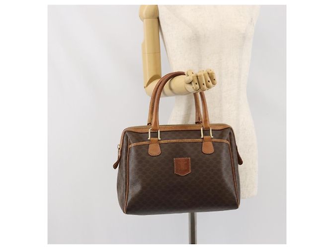 Céline Borsa Boston in tela Macadam CELINE in pelle PVC marrone oro Auth ti3656 D'oro - vista 24