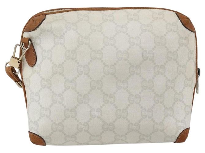 Borsa a Spalla GUCCI GG Plus Supreme PVC Oro Bianco Auth ti3663 D'oro - vista 2