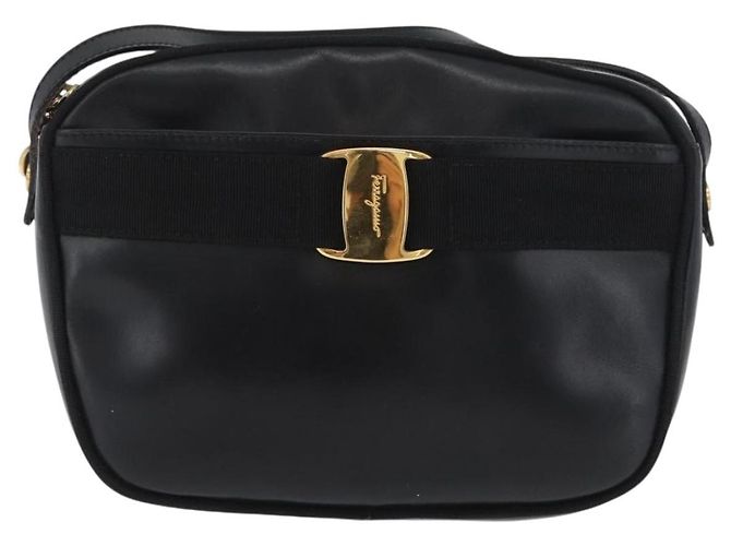 Borsa a Spalla Vala in Pelle Nera e Oro Salvatore Ferragamo Auth BA10794 Nero D'oro - vista 13