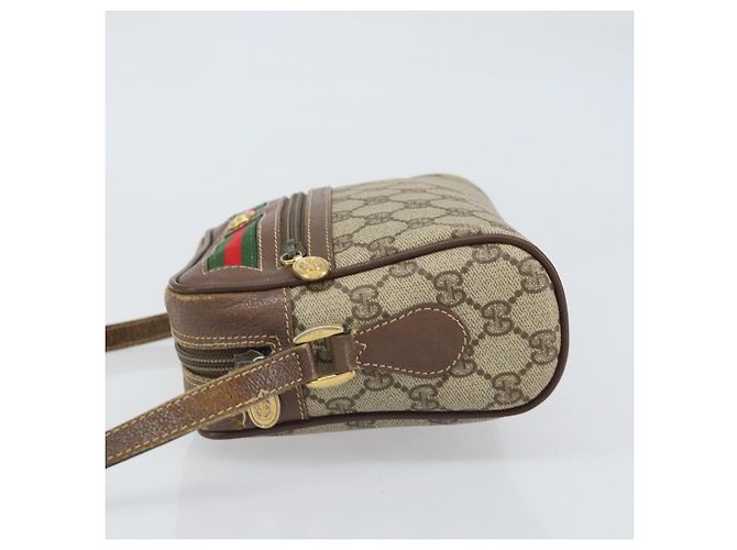 GUCCI GG Supreme Web Sherry Line Bag PVC Beige Gold 001 44 6655 Auth 171924 Golden - view 4