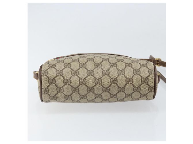 GUCCI GG Supreme Web Sherry Line Bag PVC Beige Gold 001 44 6655 Auth 171924 Golden - view 5