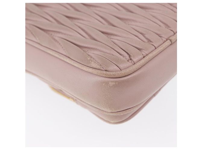 Borsa a spalla in pelle Miu Miu Matelassé con catena, rosa e oro, Auth 165800 D'oro - vista 15