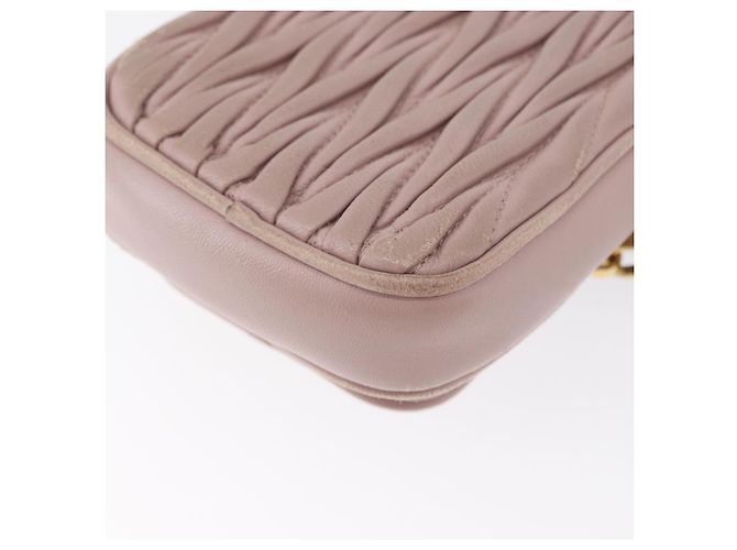 Borsa a spalla in pelle Miu Miu Matelassé con catena, rosa e oro, Auth 165800 D'oro - vista 16