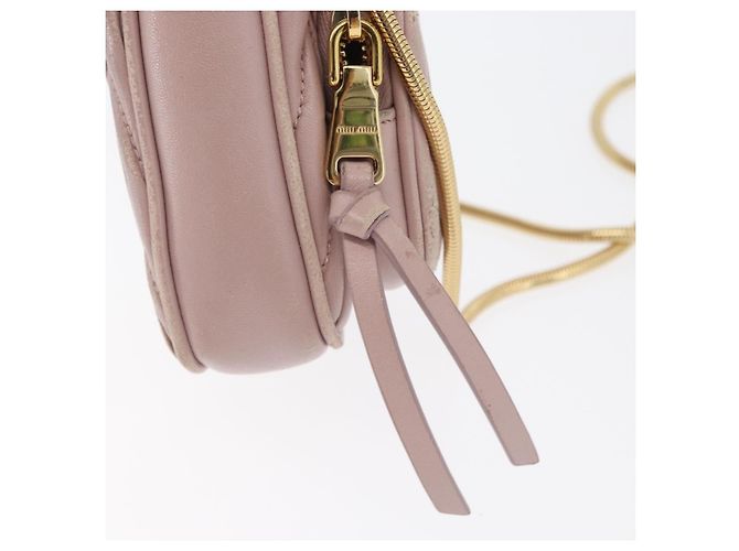 Borsa a spalla in pelle Miu Miu Matelassé con catena, rosa e oro, Auth 165800 D'oro - vista 17