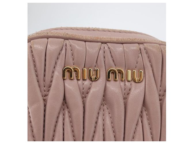 Borsa a spalla in pelle Miu Miu Matelassé con catena, rosa e oro, Auth 165800 D'oro - vista 18