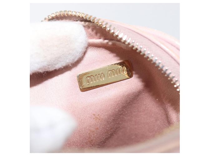 Borsa a spalla in pelle Miu Miu Matelassé con catena, rosa e oro, Auth 165800 D'oro - vista 19
