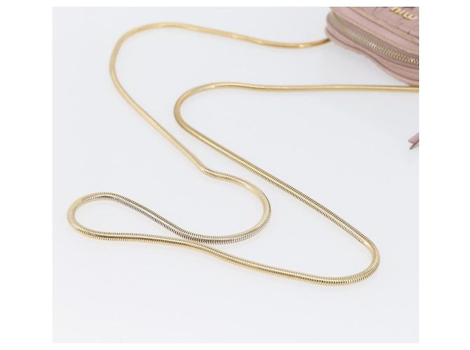 Borsa a spalla in pelle Miu Miu Matelassé con catena, rosa e oro, Auth 165800 D'oro - vista 7