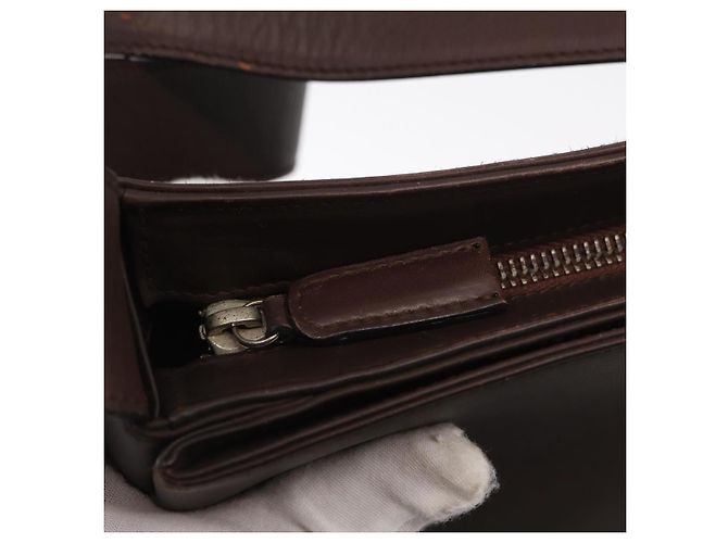 Borsa a Spalla Gancini in Pelle Marrone Argento Auth BA10376 di Salvatore Ferragamo - vista 10