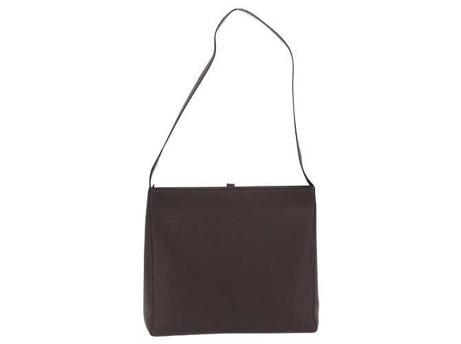 Borsa a Spalla Gancini in Pelle Marrone Argento Auth BA10376 di Salvatore Ferragamo - vista 2