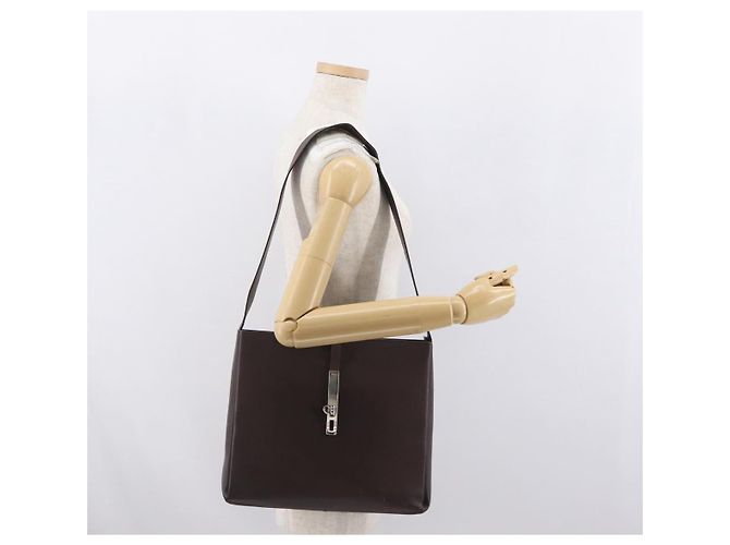Borsa a Spalla Gancini in Pelle Marrone Argento Auth BA10376 di Salvatore Ferragamo - vista 23