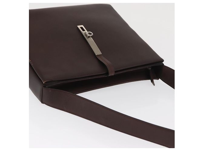 Borsa a Spalla Gancini in Pelle Marrone Argento Auth BA10376 di Salvatore Ferragamo - vista 6
