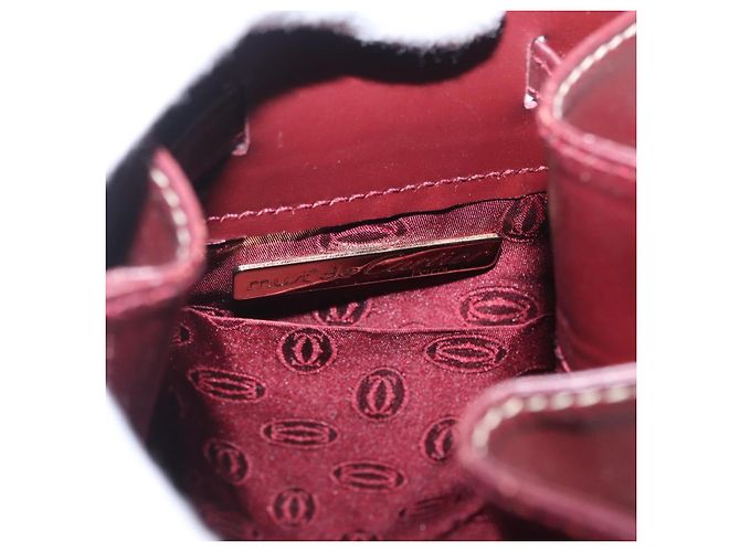 CARTIER Borsa a Spalla Must Line in Pelle Bordeaux Oro Auth 171643 D'oro Bordò - vista 17