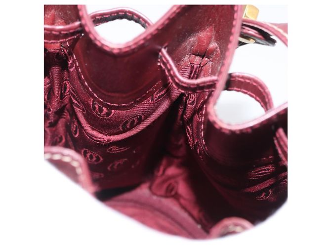 CARTIER Borsa a Spalla Must Line in Pelle Bordeaux Oro Auth 171643 D'oro Bordò - vista 18