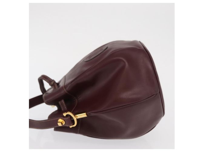 CARTIER Borsa a Spalla Must Line in Pelle Bordeaux Oro Auth 171643 D'oro Bordò - vista 4