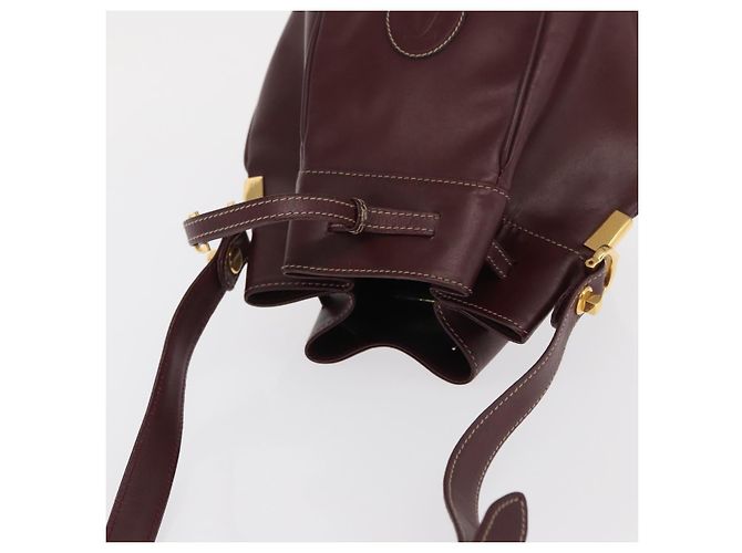 CARTIER Borsa a Spalla Must Line in Pelle Bordeaux Oro Auth 171643 D'oro Bordò - vista 6