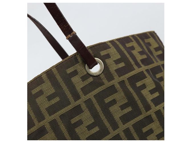 Borsa a mano in tela Zucca FENDI nera e marrone Auth 171652 Nero - vista 10