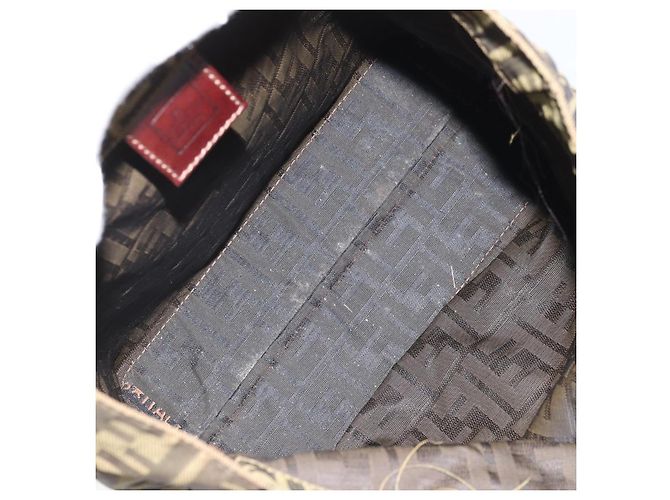 Borsa a mano in tela Zucca FENDI nera e marrone Auth 171652 Nero - vista 11