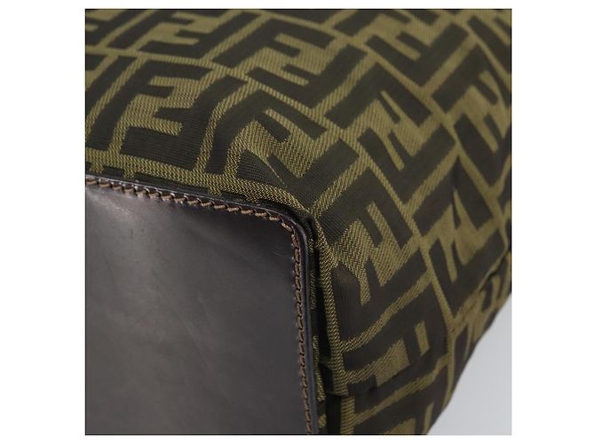 Borsa a mano in tela Zucca FENDI nera e marrone Auth 171652 Nero - vista 15